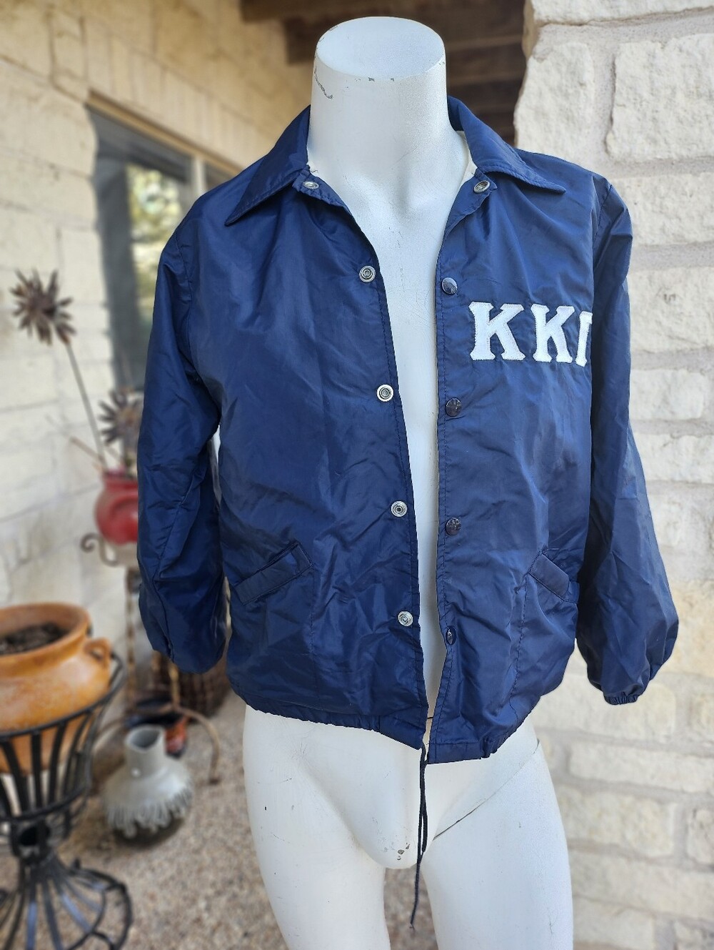 Vintage Swingster Navy Blue Kappa Kappa Gamma pullover jacket with white Letters